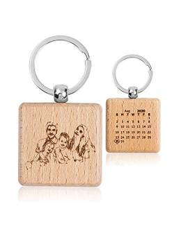 Bosajewel Personalized Calendar Photo Keychain Custom Engraved Keyring for Men Women