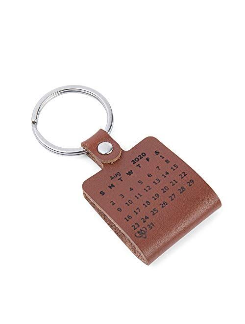 Bosajewel Personalized Calendar Photo Keychain Custom Engraved Keyring for Men Women