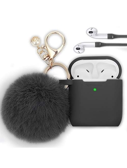 Filoto Case for Airpods, Airpod Case Cover for Apple Airpods 2&1 Charging Case, Cute Air Pods Silicone Protective Accessories Cases/Keychain/Pompom/Strap, Best Gift for G