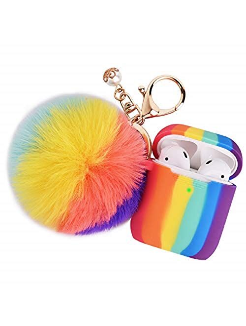 Filoto Case for Airpods, Airpod Case Cover for Apple Airpods 2&1 Charging Case, Cute Air Pods Silicone Protective Accessories Cases/Keychain/Pompom/Strap, Best Gift for G