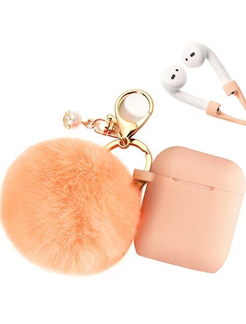 Filoto Case for Airpods, Airpod Case Cover for Apple Airpods 2&1 Charging Case, Cute Air Pods Silicone Protective Accessories Cases/Keychain/Pompom/Strap, Best Gift for G