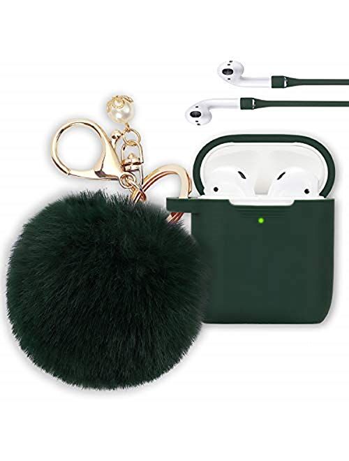 Filoto Case for Airpods, Airpod Case Cover for Apple Airpods 2&1 Charging Case, Cute Air Pods Silicone Protective Accessories Cases/Keychain/Pompom/Strap, Best Gift for G