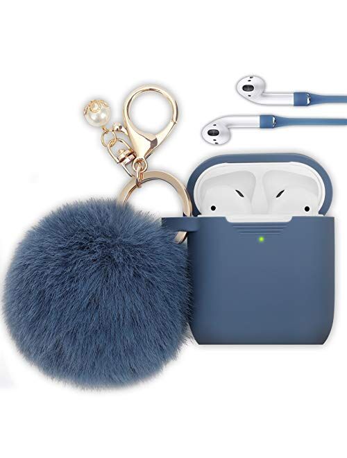 Filoto Case for Airpods, Airpod Case Cover for Apple Airpods 2&1 Charging Case, Cute Air Pods Silicone Protective Accessories Cases/Keychain/Pompom/Strap, Best Gift for G