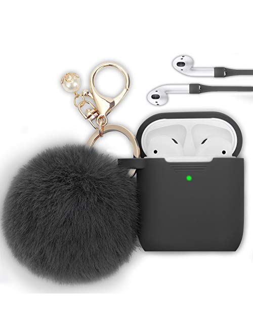 Filoto Case for Airpods, Airpod Case Cover for Apple Airpods 2&1 Charging Case, Cute Air Pods Silicone Protective Accessories Cases/Keychain/Pompom/Strap, Best Gift for G