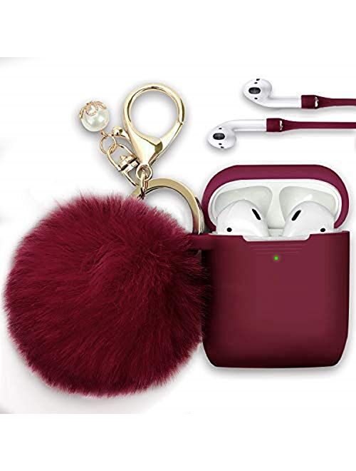 Filoto Case for Airpods, Airpod Case Cover for Apple Airpods 2&1 Charging Case, Cute Air Pods Silicone Protective Accessories Cases/Keychain/Pompom/Strap, Best Gift for G