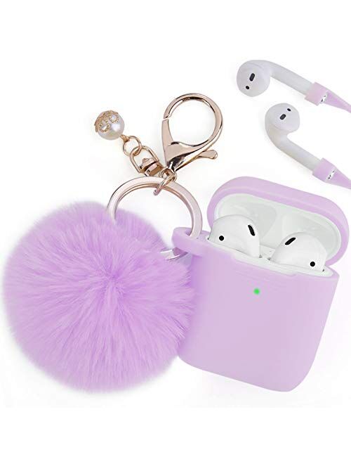 Filoto Case for Airpods, Airpod Case Cover for Apple Airpods 2&1 Charging Case, Cute Air Pods Silicone Protective Accessories Cases/Keychain/Pompom/Strap, Best Gift for G