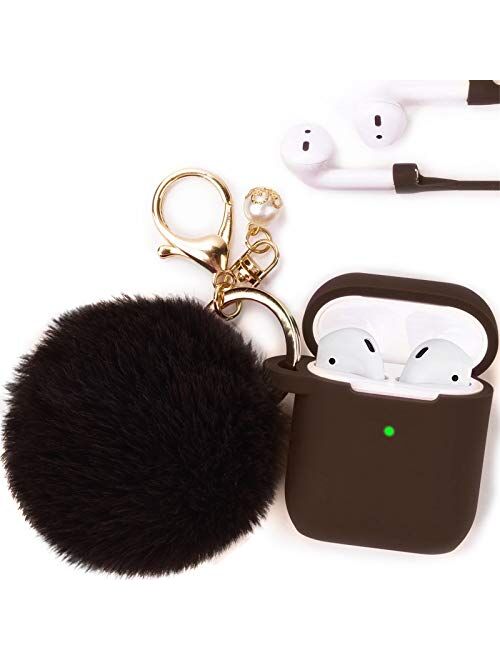 Filoto Case for Airpods, Airpod Case Cover for Apple Airpods 2&1 Charging Case, Cute Air Pods Silicone Protective Accessories Cases/Keychain/Pompom/Strap, Best Gift for G