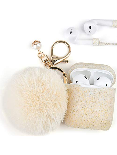 Filoto Case for Airpods, Airpod Case Cover for Apple Airpods 2&1 Charging Case, Cute Air Pods Silicone Protective Accessories Cases/Keychain/Pompom/Strap, Best Gift for G