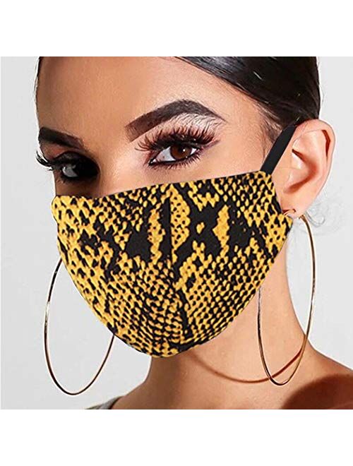 Fstrend Boho Leopard Mask Breathable Masquerade Masks Halloween Cloth Reusable Masks Clubwear Ball Party Nightclub Face Masks Jewelry for Women and Girls (Grey)