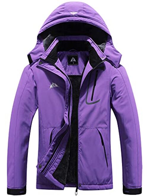 Moerdeng Women's Mountain Waterproof Ski Jacket Windproof Rain Windbreaker Winter Warm Hooded Snow Coat