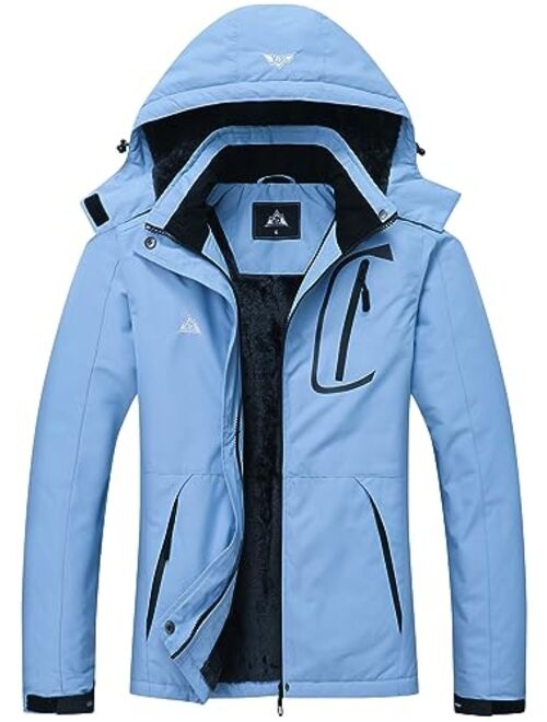 Moerdeng Women's Mountain Waterproof Ski Jacket Windproof Rain Windbreaker Winter Warm Hooded Snow Coat