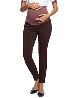 Maacie Women's Maternity Secret Fit Over The Belly Casual Pants