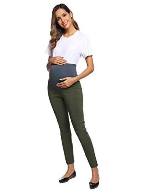 Maacie Women's Maternity Secret Fit Over The Belly Casual Pants