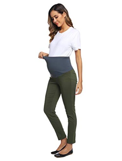 Maacie Women's Maternity Secret Fit Over The Belly Casual Pants