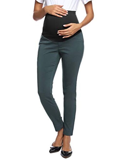 Maacie Women's Maternity Secret Fit Over The Belly Casual Pants