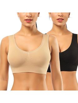 BESTENA Comfort Bra, 2 Pack Seamless Removable Pads Sleep Bras, Yoga Bra, Sports Bras for Women