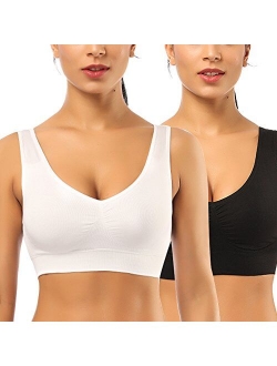 BESTENA Comfort Bra, 2 Pack Seamless Removable Pads Sleep Bras, Yoga Bra, Sports Bras for Women