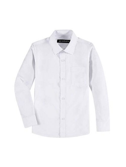 AOLIWEN Boy’s Solid Long Sleeve Dress Shirt School Uniform Button Down Shirts