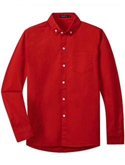 Spring&Gege Boys Long Sleeve Uniform Cotton Twill Button Down Shirt