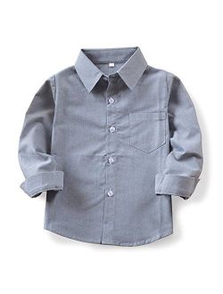 Little Big Kids Boys' Uniform Long Sleeve Button Down Oxford Dress Shirt