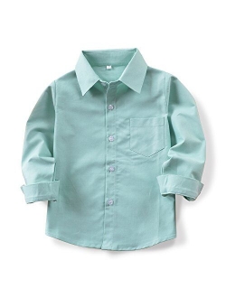 Little Big Kids Boys' Uniform Long Sleeve Button Down Oxford Dress Shirt
