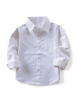 Little Big Kids Boys' Uniform Long Sleeve Button Down Oxford Dress Shirt