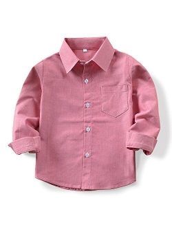 Little Big Kids Boys' Uniform Long Sleeve Button Down Oxford Dress Shirt