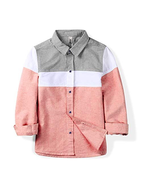 Little Big Kids Boys' Uniform Long Sleeve Button Down Oxford Dress Shirt