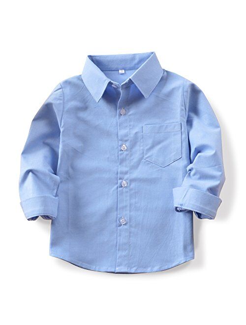 Little Big Kids Boys' Uniform Long Sleeve Button Down Oxford Dress Shirt