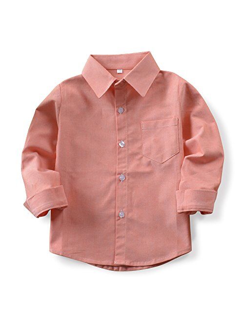 Little Big Kids Boys' Uniform Long Sleeve Button Down Oxford Dress Shirt