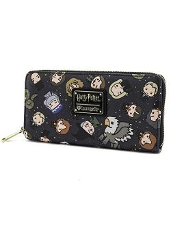 Harry Potter Chibi Character Print Wallet , Black , One Size