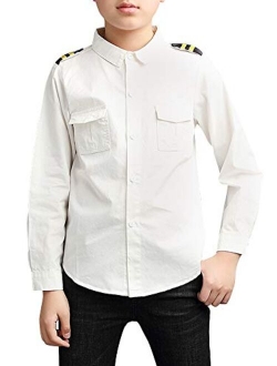 Phorecys Little Big Boys Uniform Long/Short Sleeve Button Down Cotton Shirt