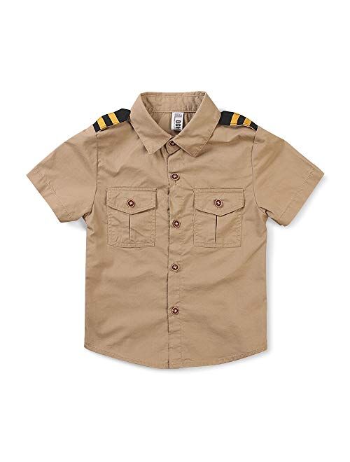 Phorecys Little Big Boys Uniform Long/Short Sleeve Button Down Cotton Shirt