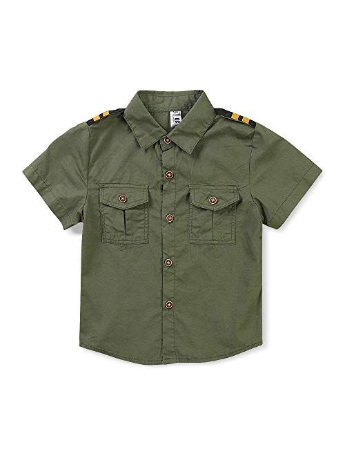 Phorecys Little Big Boys Uniform Long/Short Sleeve Button Down Cotton Shirt