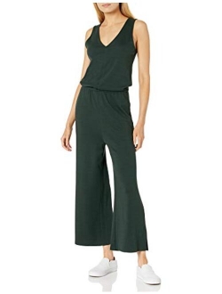 Amazon Brand - Daily Ritual Women's Relaxed Fit Pima Cotton and Modal Interlock Sleeveless Wide-Leg Jumpsuit
