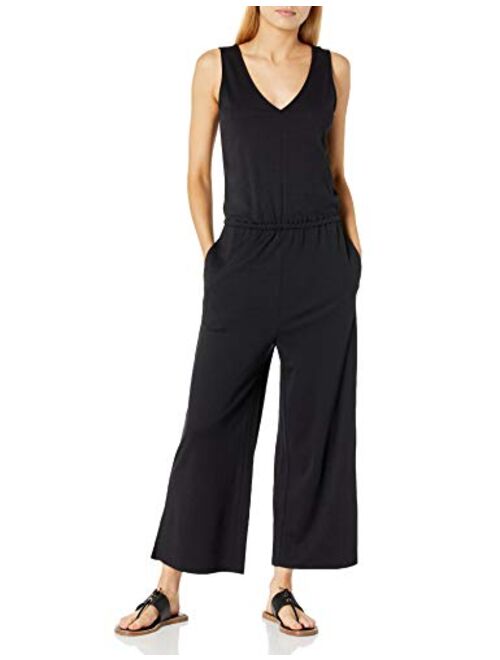 Amazon Brand - Daily Ritual Women's Relaxed Fit Pima Cotton and Modal Interlock Sleeveless Wide-Leg Jumpsuit