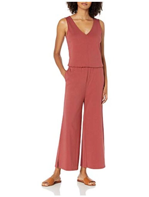 Amazon Brand - Daily Ritual Women's Relaxed Fit Pima Cotton and Modal Interlock Sleeveless Wide-Leg Jumpsuit