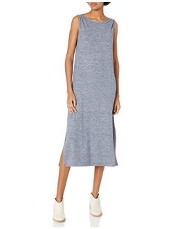 Women's Cozy Knit Standard-Fit Sleeveless Bateau Neck Midi Dress