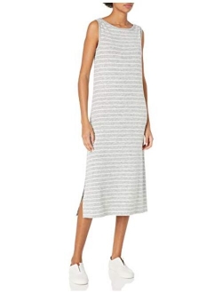 Women's Cozy Knit Standard-Fit Sleeveless Bateau Neck Midi Dress