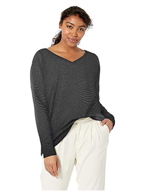 Amazon Brand - Daily Ritual Women's Oversized Terry Cotton and Modal V-Neck Drop-Shoulder Sweatshirt