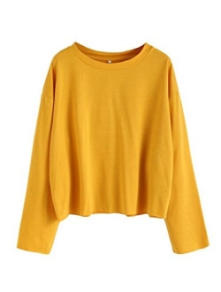 Women's Casual Long Sleeve Tops Raw Cut Pullover Sweatshirt