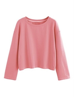 Women's Casual Long Sleeve Tops Raw Cut Pullover Sweatshirt