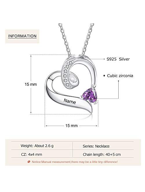 Gemszoo Personalized Love Heart Mothers Pendant Necklace with 1-6 Birthstones