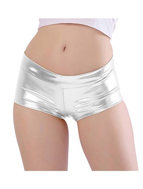 Women Shiny Metallic Booty Shorts Low Rise Hot Pants Festival Rave Dance  Bottoms  eBay