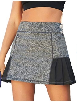 JACK SMITH Women's Athletic Skort Back Pleated Waist Stretchy Sports A-Line Skirts with Pockets