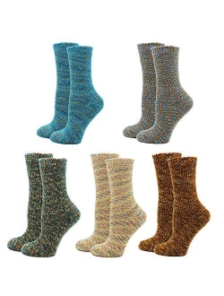 Women's Lady's 5 Pack Vintage Style Cotton Crew Socks