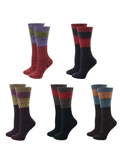 Women's Lady's 5 Pack Vintage Style Cotton Crew Socks