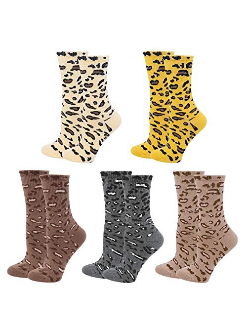 Women's Lady's 5 Pack Vintage Style Cotton Crew Socks