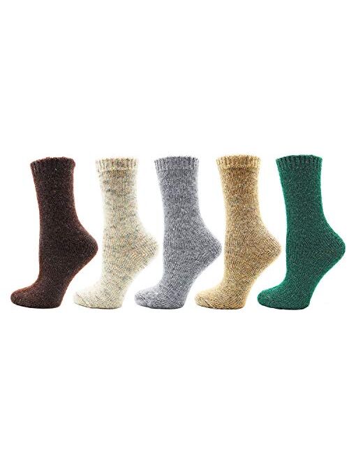 Women's Lady's 5 Pack Vintage Style Cotton Crew Socks