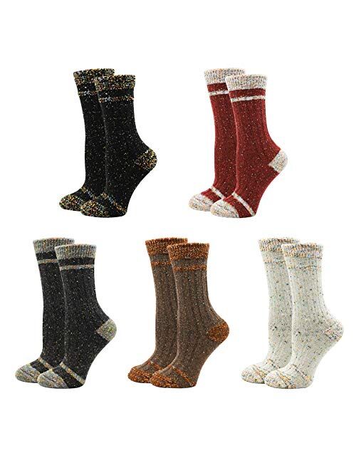 Women's Lady's 5 Pack Vintage Style Cotton Crew Socks